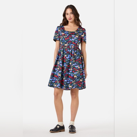 NWT Princess Highway Llama Print Navy Short Sleeve Dress Size 10 AU / 6 US - Picture 3 of 14